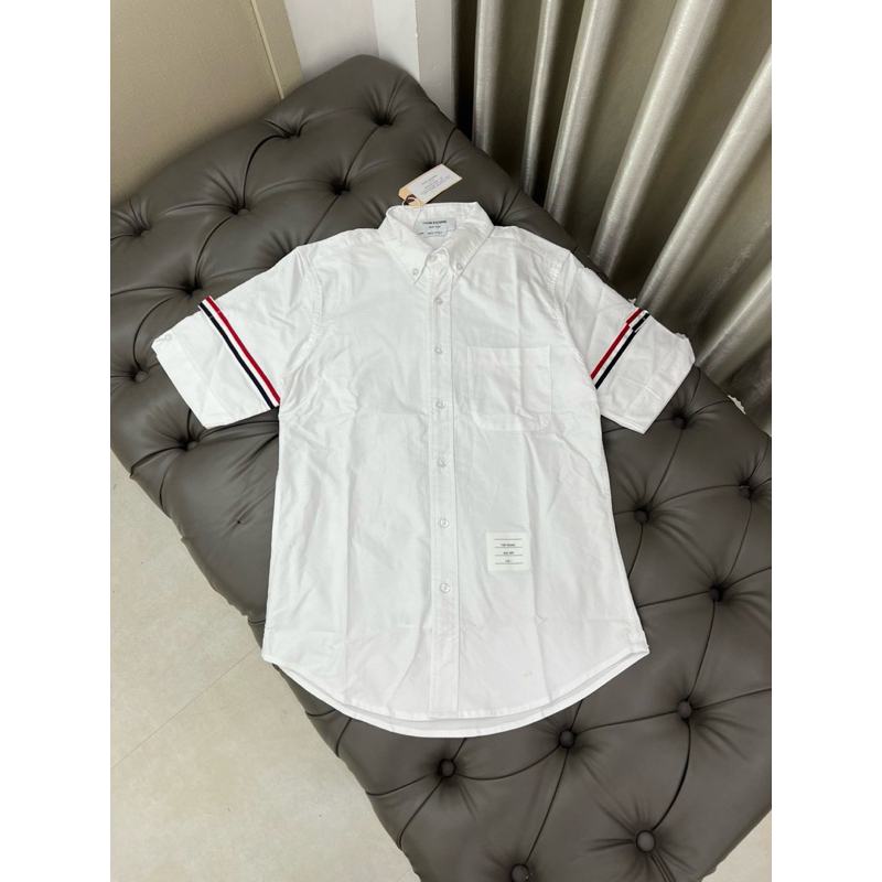 ⚡️[Hight Quality] Áo Sơ Mi Th.om Nam Nữ Ngắn Tay Vải Oxford - Điểm Nhấn Viền Tay Cao Cấp - TB Qccc Hottrend Full Túi Tag