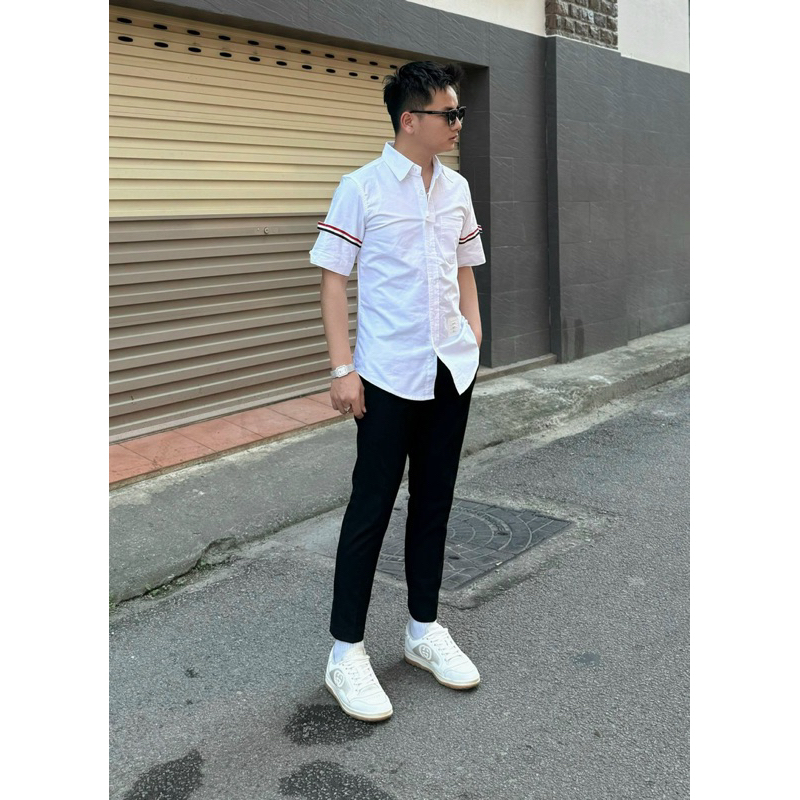 ⚡️[Hight Quality] Áo Sơ Mi Th.om Nam Nữ Ngắn Tay Vải Oxford - Điểm Nhấn Viền Tay Cao Cấp - TB Qccc Hottrend Full Túi Tag