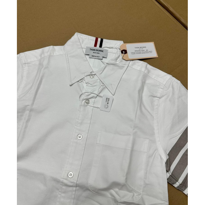 ⚡️[Hight Quality] Áo Sơ Mi Th.om Nam Nữ Ngắn Tay Vải Oxford - Điểm Nhấn 4 Vạch Xám Cao Cấp - TB Qccc Full Túi Tag
