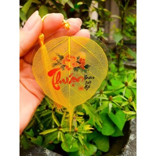 Lá bồ đề chữ nhiều màu binh an