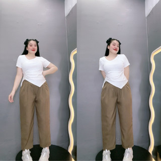 Quần baggy big size nữ xếp ly phần lưng eo chun co giãn khóa kéo có khuy dành cho nàng mũm mĩm dễ thương Q17