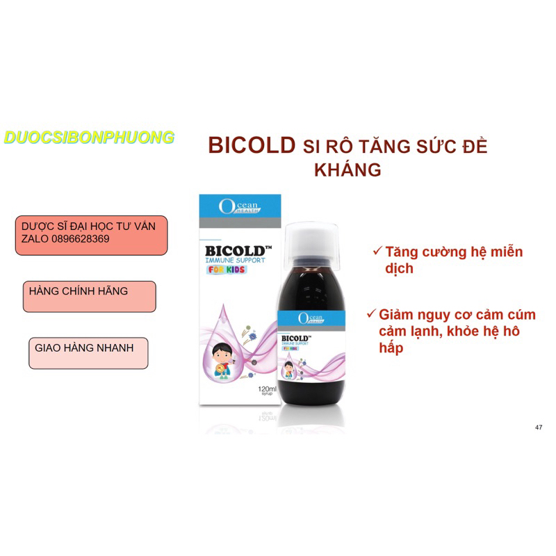 Siro tăng đề kháng cho bé BICOLD IMMUNE SUPPORT hỗ trợ phòng ngừa ốm ...