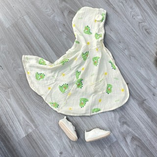 Áo choàng chống nắng kèm mũ chống giọt bắn vải xô muslin mềm mại kiểu dáng choàng cho bé