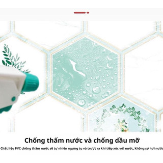 Decal dán tường vân đá 3D khổ rộng 60cm, giấy dán bếp chống dầu mỡ chống nước chịu nhiệt cao QD04