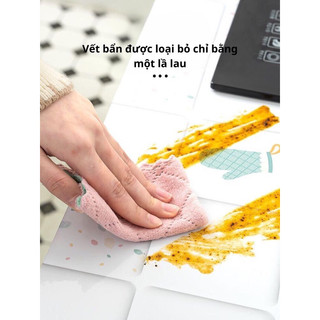 Decal dán tường vân đá 3D khổ rộng 60cm, giấy dán bếp chống dầu mỡ chống nước chịu nhiệt cao QD04