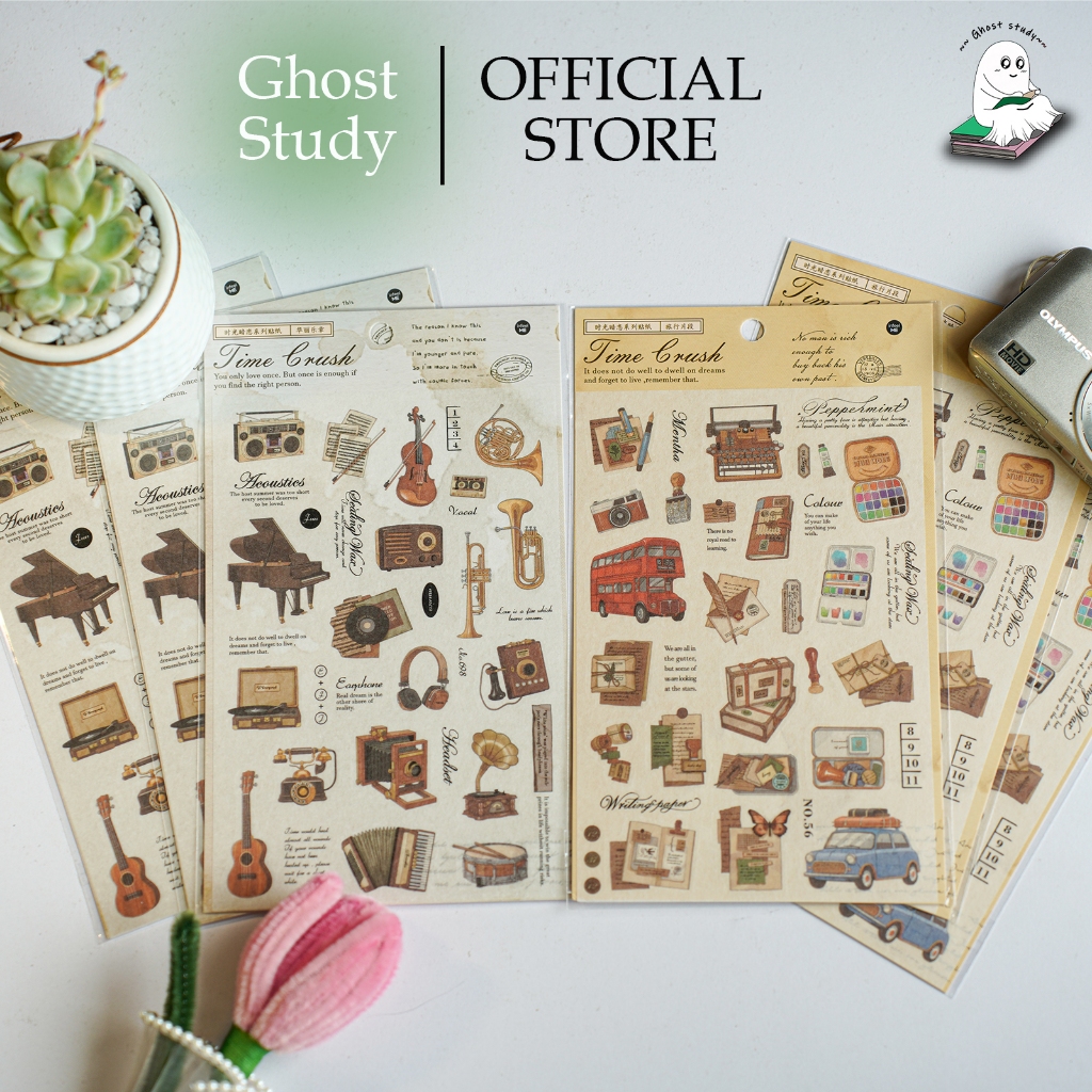 [Giảm 25% Shopee Video] Sticker Time Brush dán trang trí sổ bullet ...