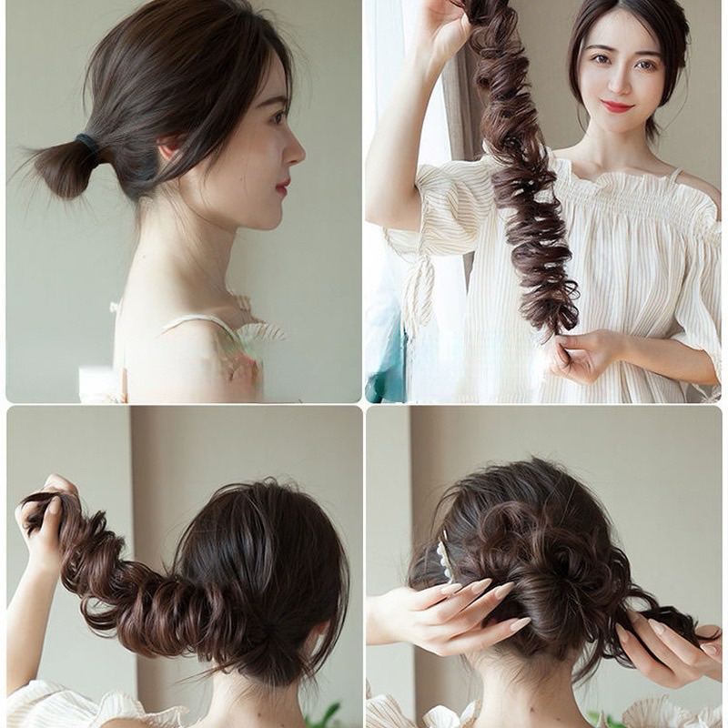 [SHOP TOP 1] TÓC GIẢ DẢI TẠO KIỂU TÓC CÔ DÂU BÚI XOĂN LƠI