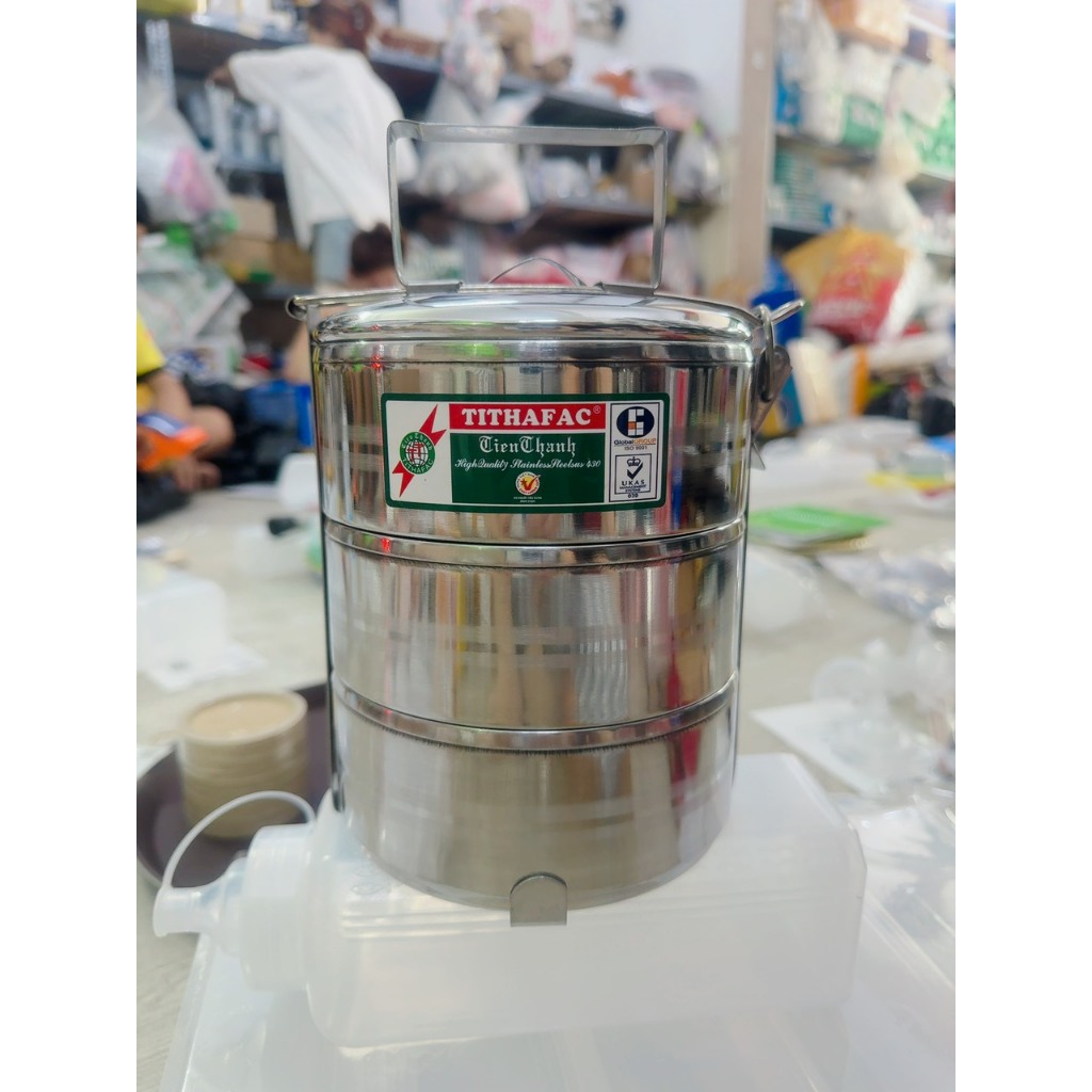 Cặp lồng bằng inox đựng cơm, thức ăn 3 ngăn có nắp đậy + quai xách tiện lợi có size ( 12cm, 14cm, 16cm)- Camen đựng cơm