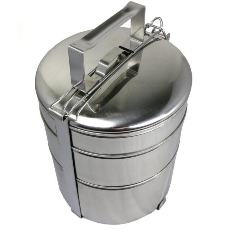 Cặp lồng bằng inox đựng cơm, thức ăn 3 ngăn có nắp đậy + quai xách tiện lợi có size ( 12cm, 14cm, 16cm)- Camen đựng cơm