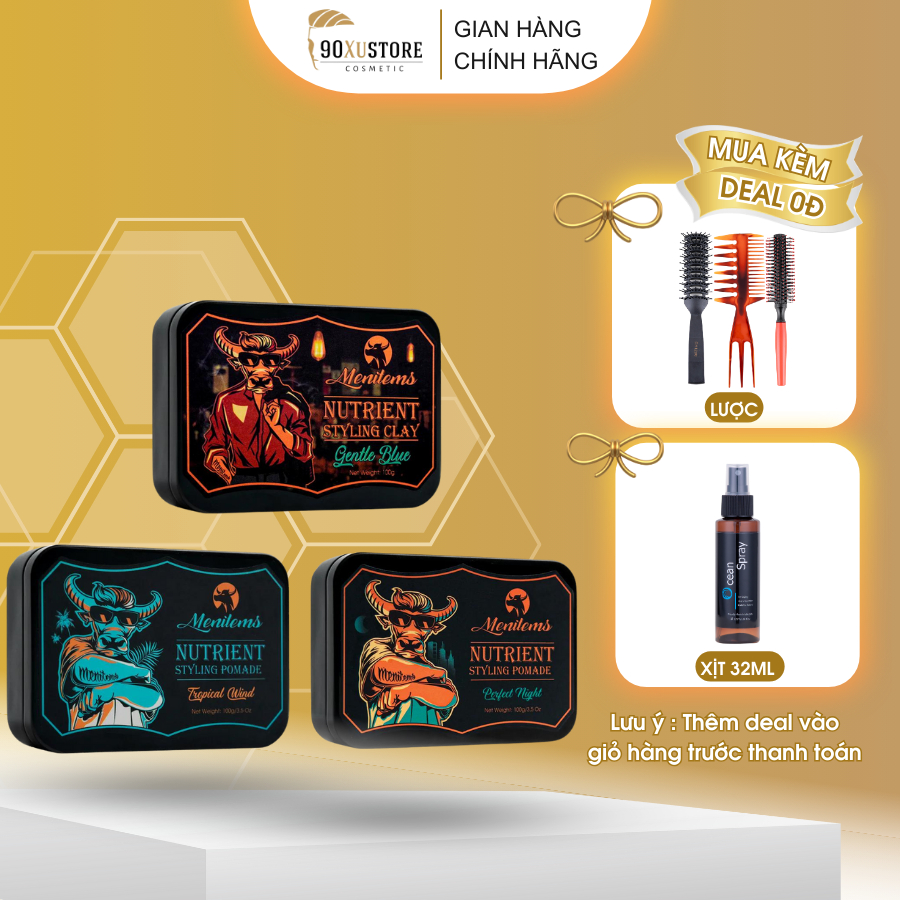 Sáp Vuốt Tóc Menitems Tropical Wind , Perfect Night , Gentle Blue , giữ ...