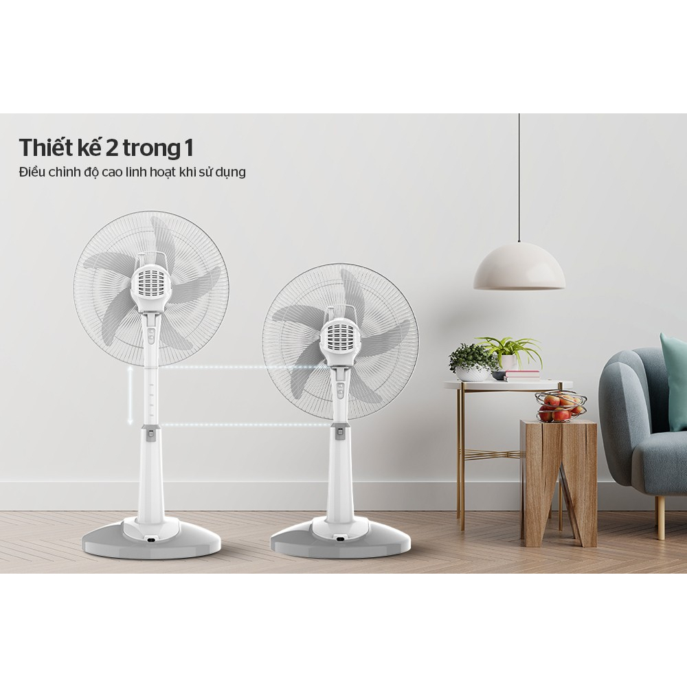 Quạt Tích Điện Sunhouse SHD7223 SHD7228 SHD7116 - 9 tốc độ gió, đáp ứng mọi nhu cầu - Quay đảo chiều, gió tản đều - ảnh 5