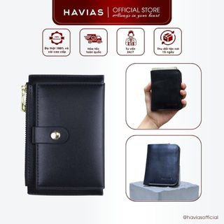 FOLD HAVIAS ví mini unisex nam nữ da Crossgrain thật nhập khẩu 100%