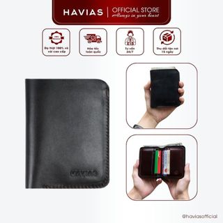 Ví Da Đứng HAVIAS Da Bò sáp Pullup gập đôi mẫu mã sành điệu VERTICAL