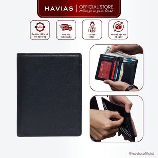 Ví Da HAVIAS Da Bò thật nhập khẩu cao cấp dáng đứng ví nam nữ unisex Modern Minimalist VERZIP