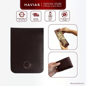 Basic6 HAVIAS ví sen nắp gập nam châm da bò thật 100%