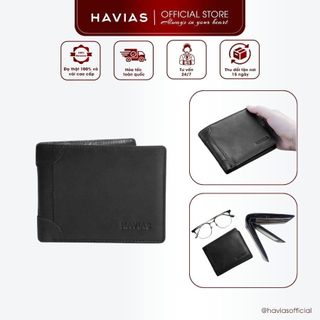 LAZIP HAVIAS ví ngang đựng tiền da bò Nappa thật 100% nhập khẩu