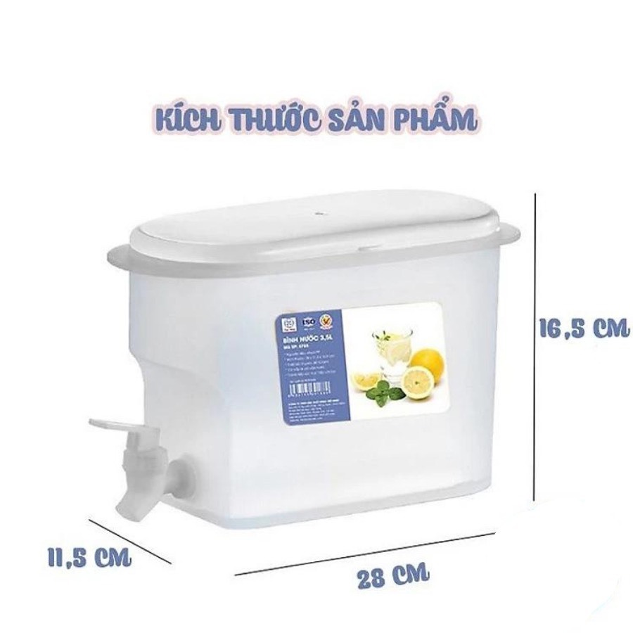 Bình đựng nước trà, nước trái cây, nước ép.. bằng nhựa dung tích 3,5L có vòi dễ dàng lấy nước-Bình nước làm mát tủ lạnh.