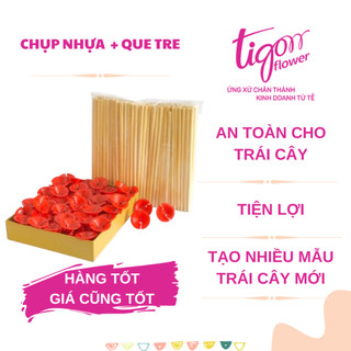 20 Combo CHỤP TRÁI CÂY+QUE TRE gắn trái cây-Chắc chắn, tiện lợi màu ngẫu nhiên
