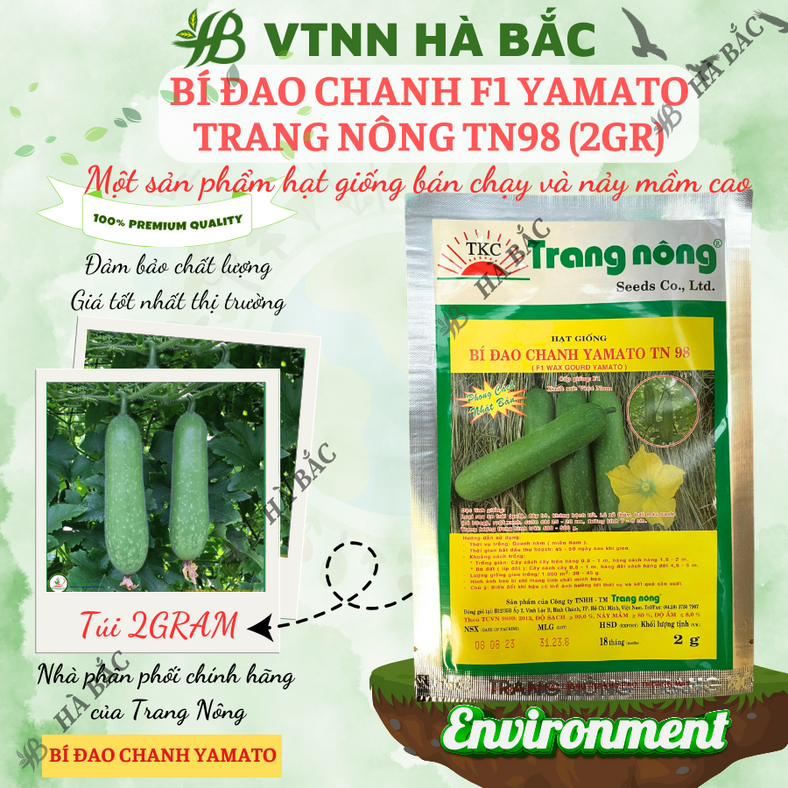 Bí Đao Chanh F1 Yamato Trang Nông TN98 (2gram), hạt giống nảy mầm tốt, năng suất cao, trông quanh năm - Hạt giống Hà Bắc