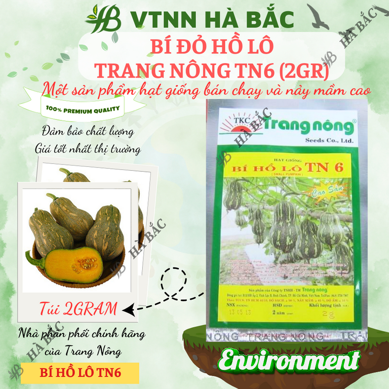 Bí đỏ Hồ Lô Trang Nông TN6 (2gram), hạt giống nảy mầm tốt, năng suất cao, trông quanh năm - Hạt giống Hà Bắc