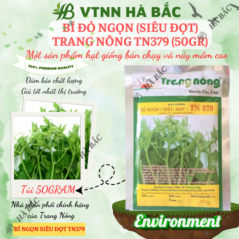Bí Đỏ Ngọn (Siêu đọt) Trang Nông TN379 (50gr), hạt giống nảy mầm tốt, năng suất cao, trông quanh năm - Hạt giống Hà Bắc