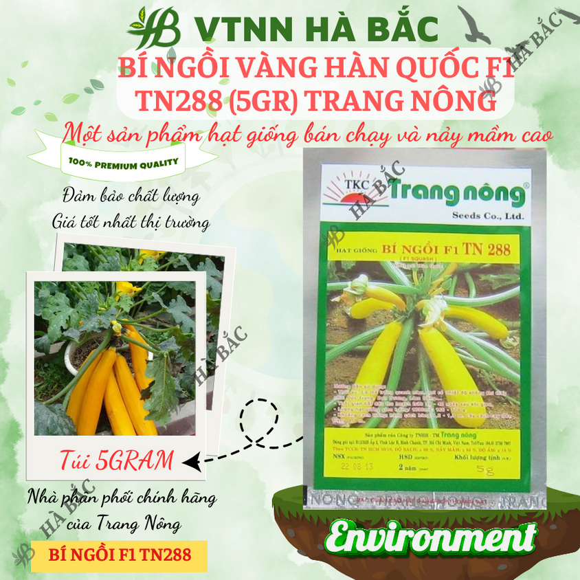 Bí Ngồi Vàng Hàn Quốc F1 Trang Nông TN288 (5gram), hạt giống nảy mầm tốt, năng suất cao, trông quanh năm