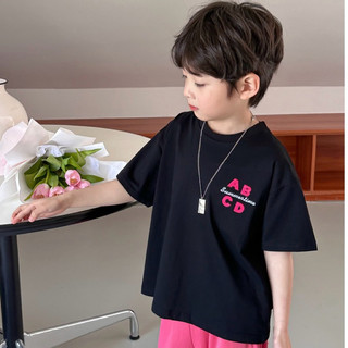 Áo thun cộc tay bé trai Batala Kids, Áo phông mùa hè trẻ em cotton xược in chữ A BCD hồng cho bé từ 10-25kg