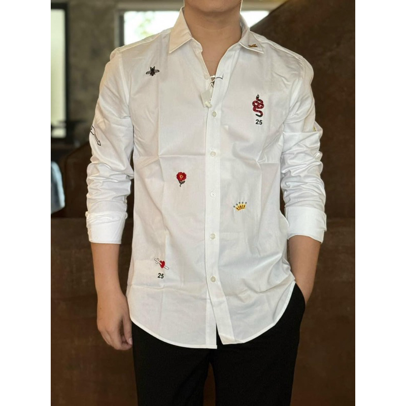 ⚡️[Hight Quality] Áo Sơ Mi G.C SS24 - Điểm Nhấn Họa Tiết Ong Rắn Thêu Nổi Bật - Qccc Hottrend GG Cao Cấp