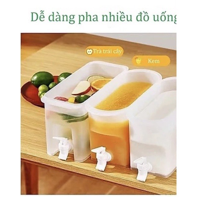 Bình đựng nước trà, nước trái cây, nước ép.. bằng nhựa dung tích 3,5L có vòi dễ dàng lấy nước-Bình nước làm mát tủ lạnh.