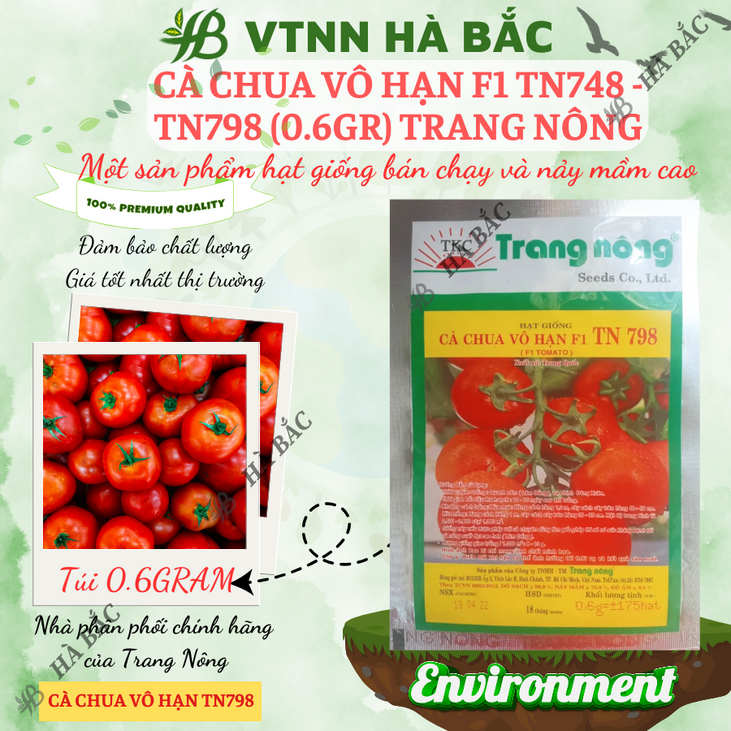 Cà Chua Vô Hạn F1 TN748 - TN798 (0.6gr), hạt giống nảy mầm tốt, năng suất cao, trông quanh năm - Hạt giống Hà Bắc