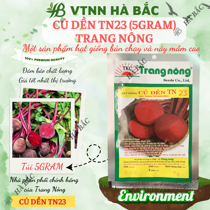 Củ Dền TN23 Trang Nông (5gram), hạt giống nảy mầm tốt, năng suất cao, trông quanh năm - Hạt giống Hà Bắc