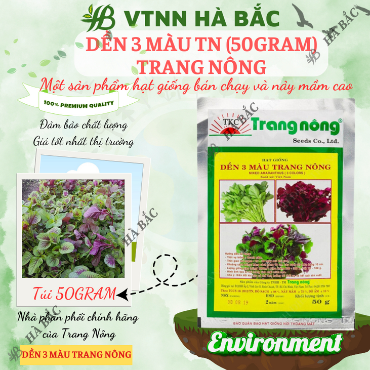 Dền 3 Màu Trang Nông (50gram), hạt giống nảy mầm tốt, năng suất cao, trông quanh năm - Hạt giống Hà Bắc