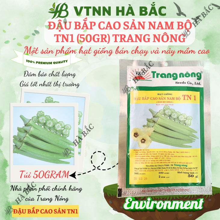 Đậu Bắp Cao Sản Nam bộ TN1 Trang Nông (50gram), hạt giống nảy mầm tốt, năng suất cao, trông quanh năm - Hạt giống Hà Bắc