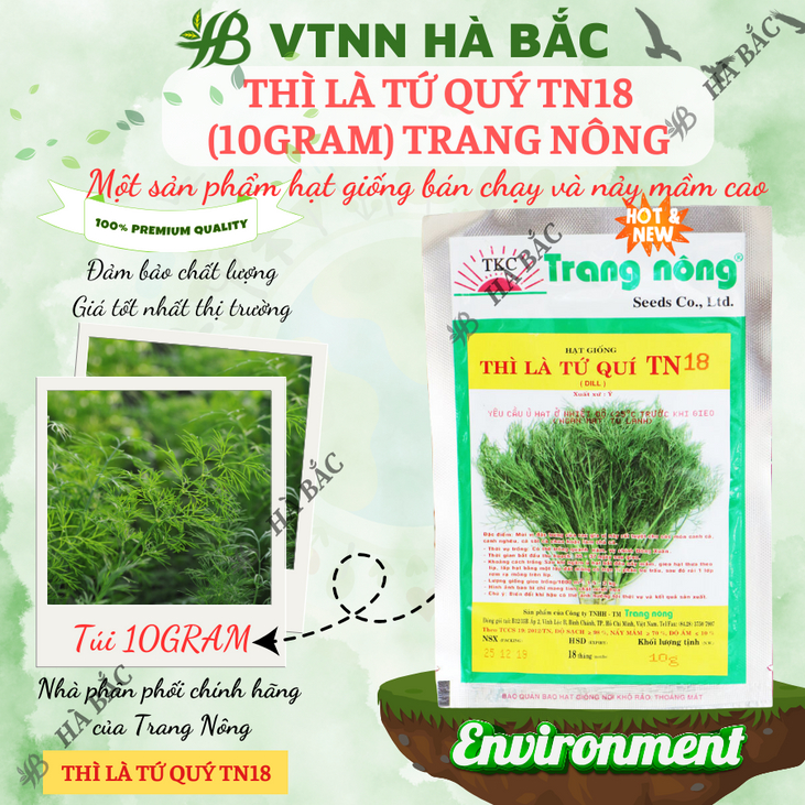 Thì Là Tứ Quý TN18 Trang Nông (10gram), hạt giống nảy mầm tốt, năng suất cao, trông quanh năm - Hạt giống Hà Bắc