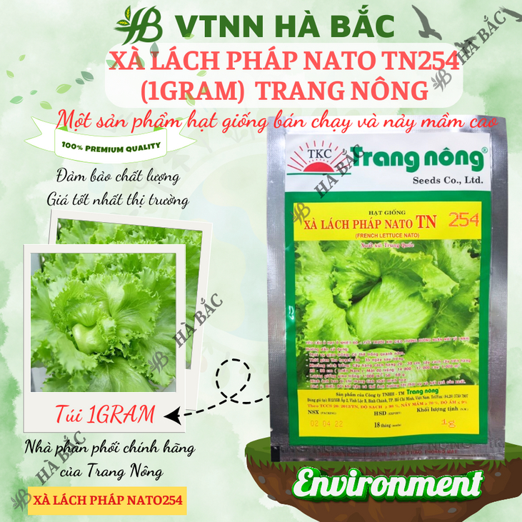 Xà Lách Pháp Nato TN254 Trang Nông (1gram), hạt giống nảy mầm tốt, năng suất cao, trông quanh năm - Hạt giống Hà Bắc