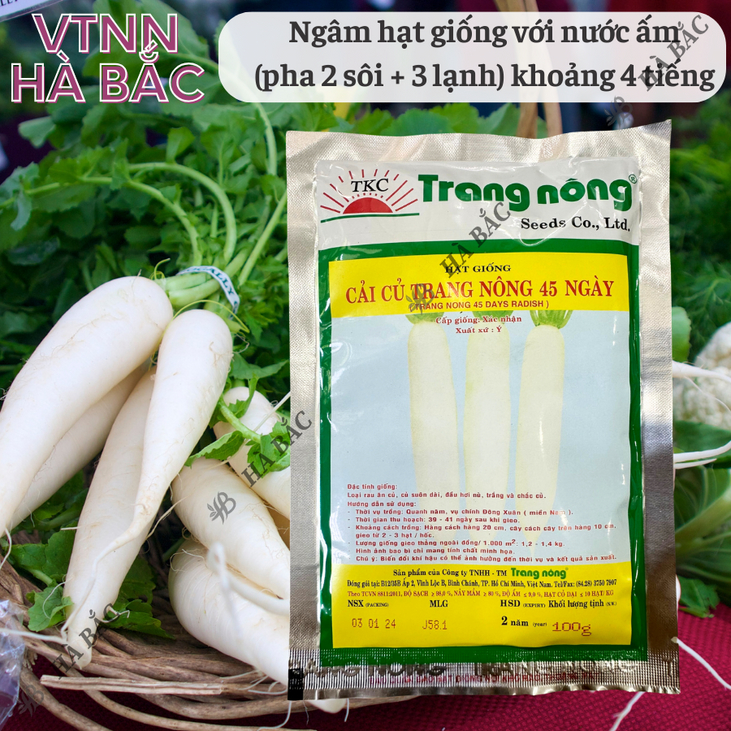 Cải Củ 45 Ngày Trang Nông (100gr), hạt giống nảy mầm tốt, năng suất cao, trông quanh năm - Hạt giống Hà Bắc