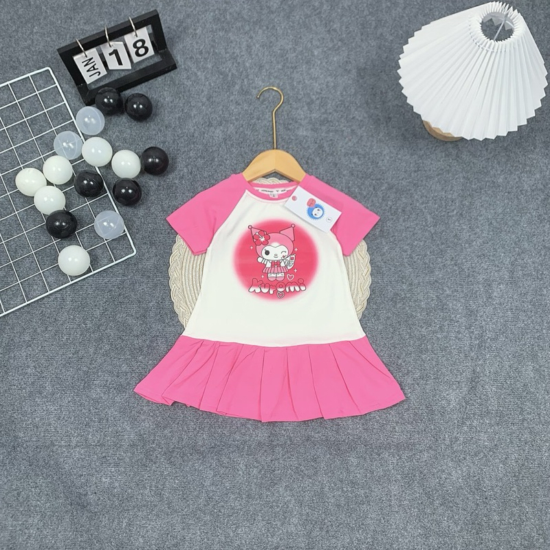 DL24 Váy cho bé Diệu Linh shop kids - váy cho bé gái thun cotton in hình 3D siêu xinh thoáng mát cho bé đi học đi chơi