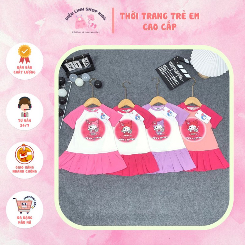 DL24 Váy cho bé Diệu Linh shop kids - váy cho bé gái thun cotton in hình 3D siêu xinh thoáng mát cho bé đi học đi chơi