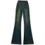 Quần jeans ống loe màu ánh rêu nhạt bụi bặm Yến Tee , From loe nhẹ dễ mặc