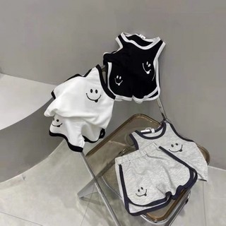 05- Bộ ba lỗ mặt cười cotton cho bé , bộ ba lỗ mặc hè mát lạnh co dãn cho bé trai bé trai bé gái