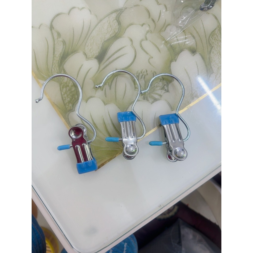 Combo 5Móc kẹp đơn dùng để kẹp cố định quần áo, tất-Móc 1 kẹp đa năng bằng thép k gỉ treo quần áo gọn gàng