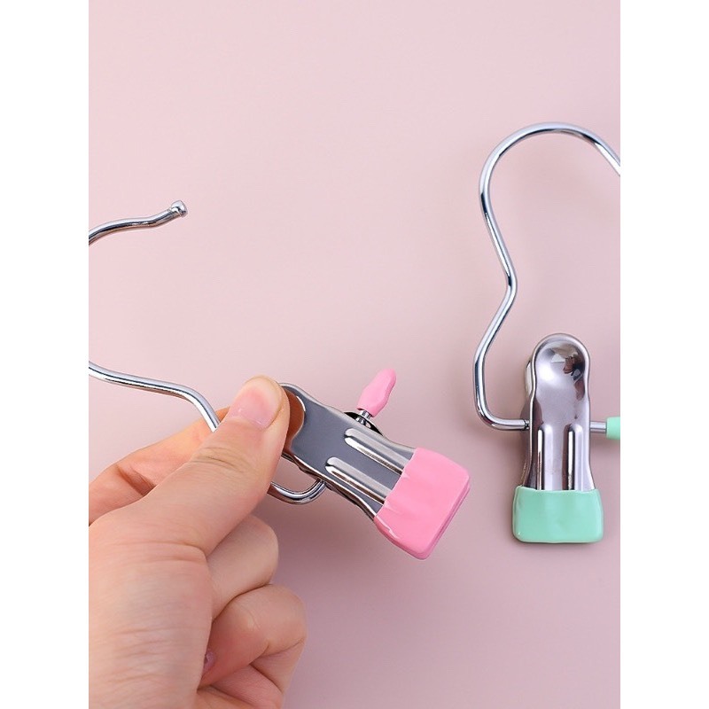 Combo 5Móc kẹp đơn dùng để kẹp cố định quần áo, tất-Móc 1 kẹp đa năng bằng thép k gỉ treo quần áo gọn gàng