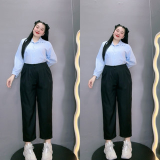 Quần tây bigsize nữ dáng dài 9 tấc lưng chun có khuy cài chất cotton lạnh thời trang công sở Q17