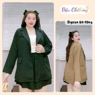 Áo blazer bigsize nữ tay dài 2 lớp dày dặn có túi vải cottton lạnh thời trang công sở SM151