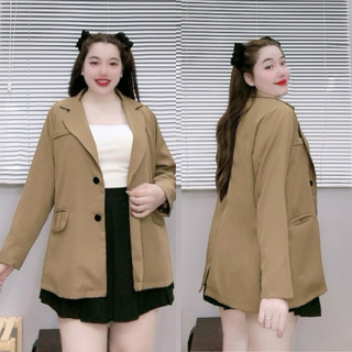 Áo blazer bigsize nữ tay dài 2 lớp dày dặn có túi vải cottton lạnh thời trang công sở SM151