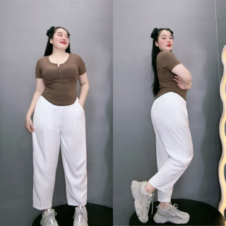 Quần tây bigsize nữ dáng dài 9 tấc lưng chun có khuy cài chất cotton lạnh thời trang công sở Q17