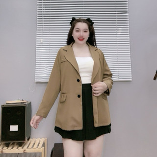 Áo blazer bigsize nữ tay dài 2 lớp dày dặn có túi vải cottton lạnh thời trang công sở SM151