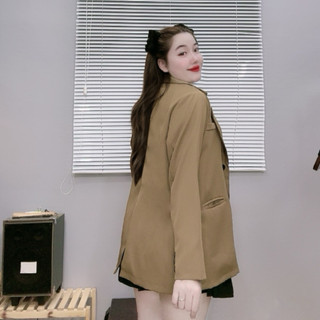 Áo blazer bigsize nữ tay dài 2 lớp dày dặn có túi vải cottton lạnh thời trang công sở SM151