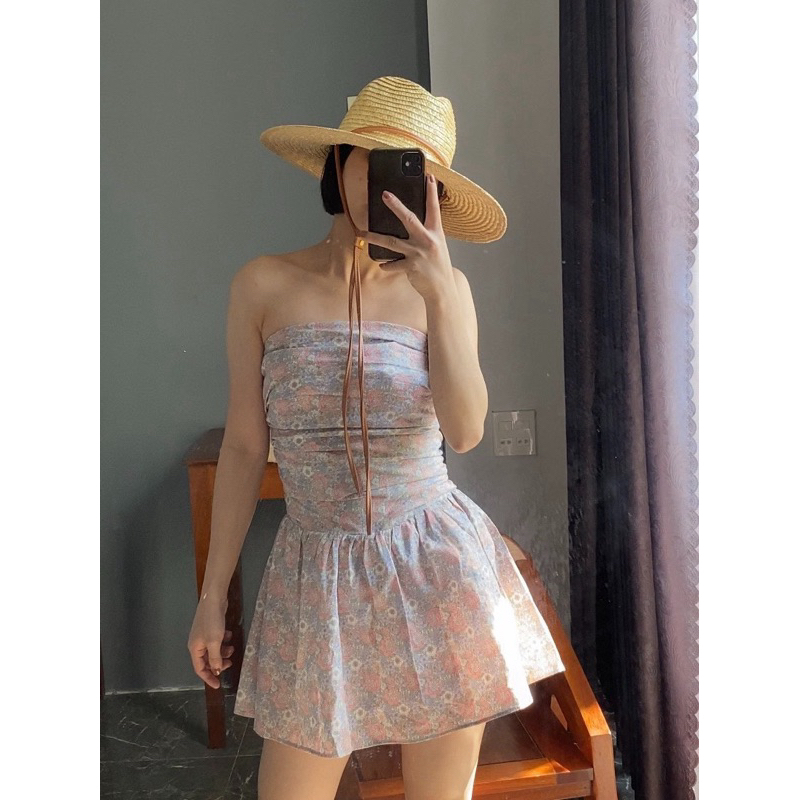 Đầm ống- Đầm cúp ngực dáng xoè hoạ tiết hoa GAGA DRESS