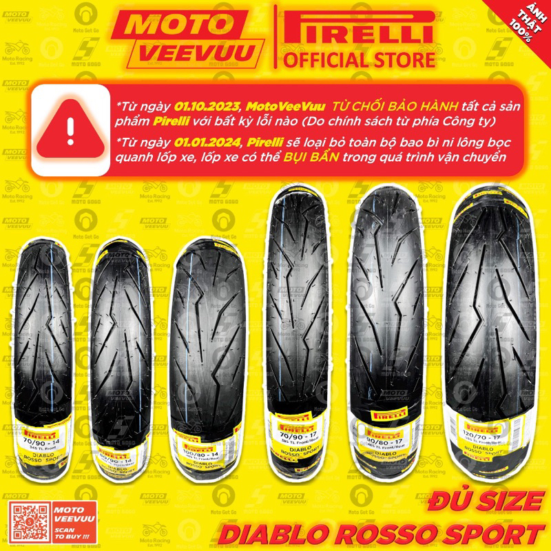 Vỏ lốp pirelli rosso sport 110/70-17inch không ruột. | Shopee Việt Nam
